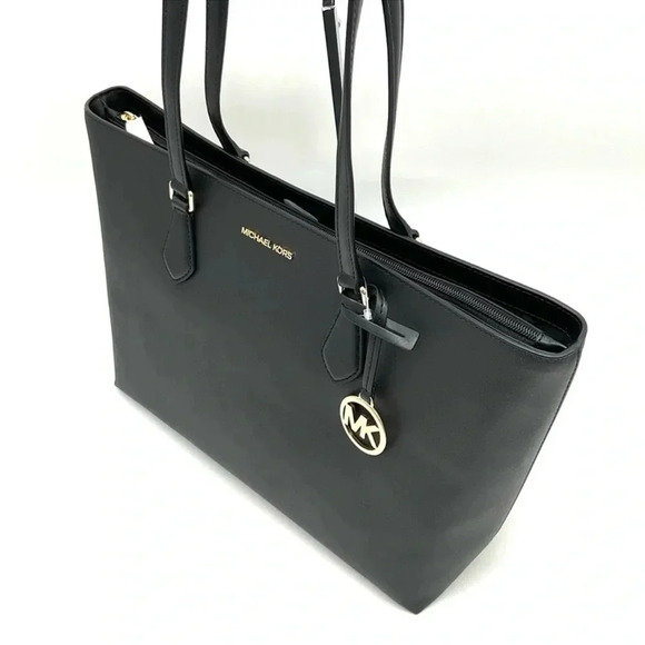 Michael Kors Bag Large Sheila Mf Tote Bag & Large Double Zip Wallet Black/Gold - Picture 6 of 14